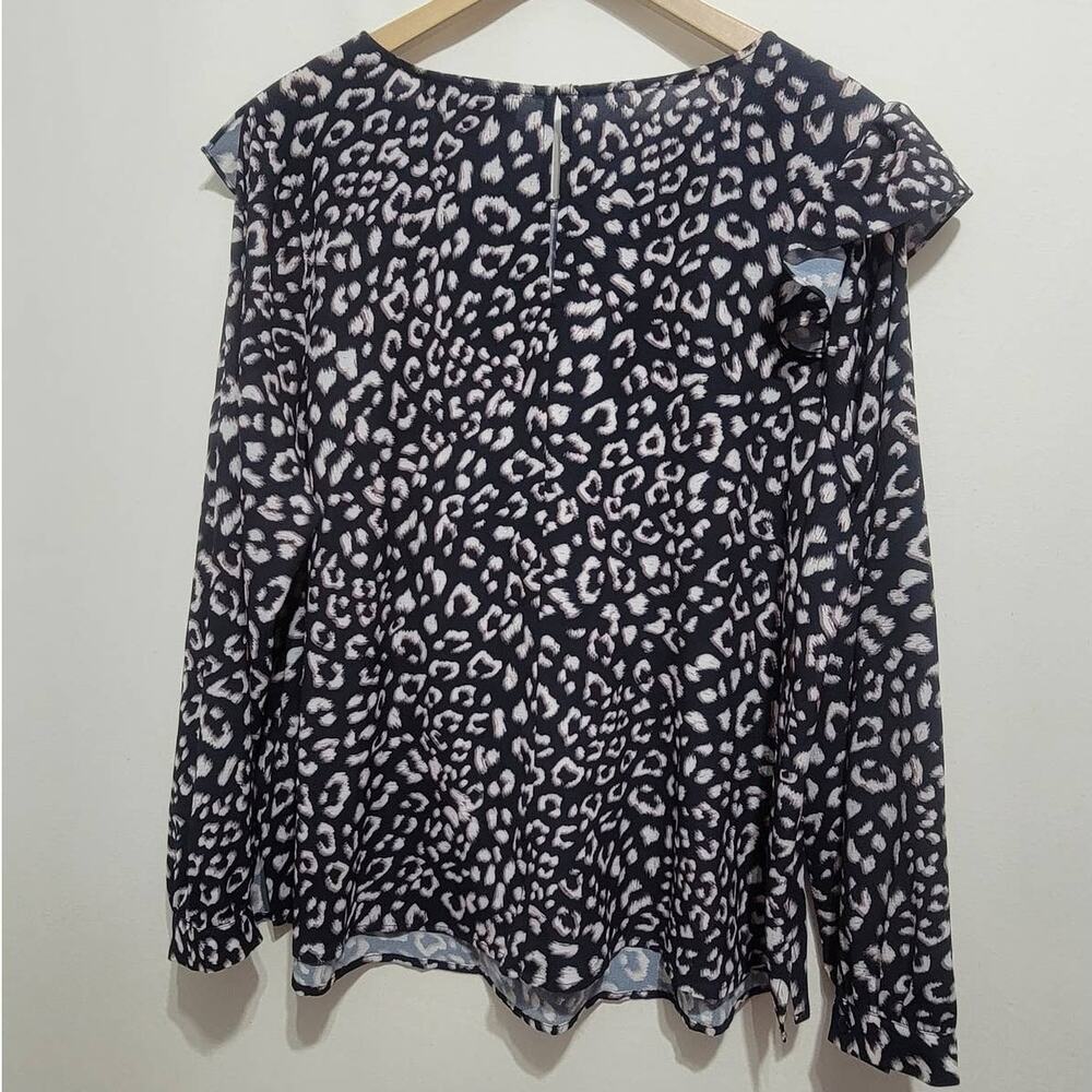 Eloquii Animal Print Ruffle Printed Top Long Sleeve Career Work Wear Plus 18 - Picture 2 of 7
